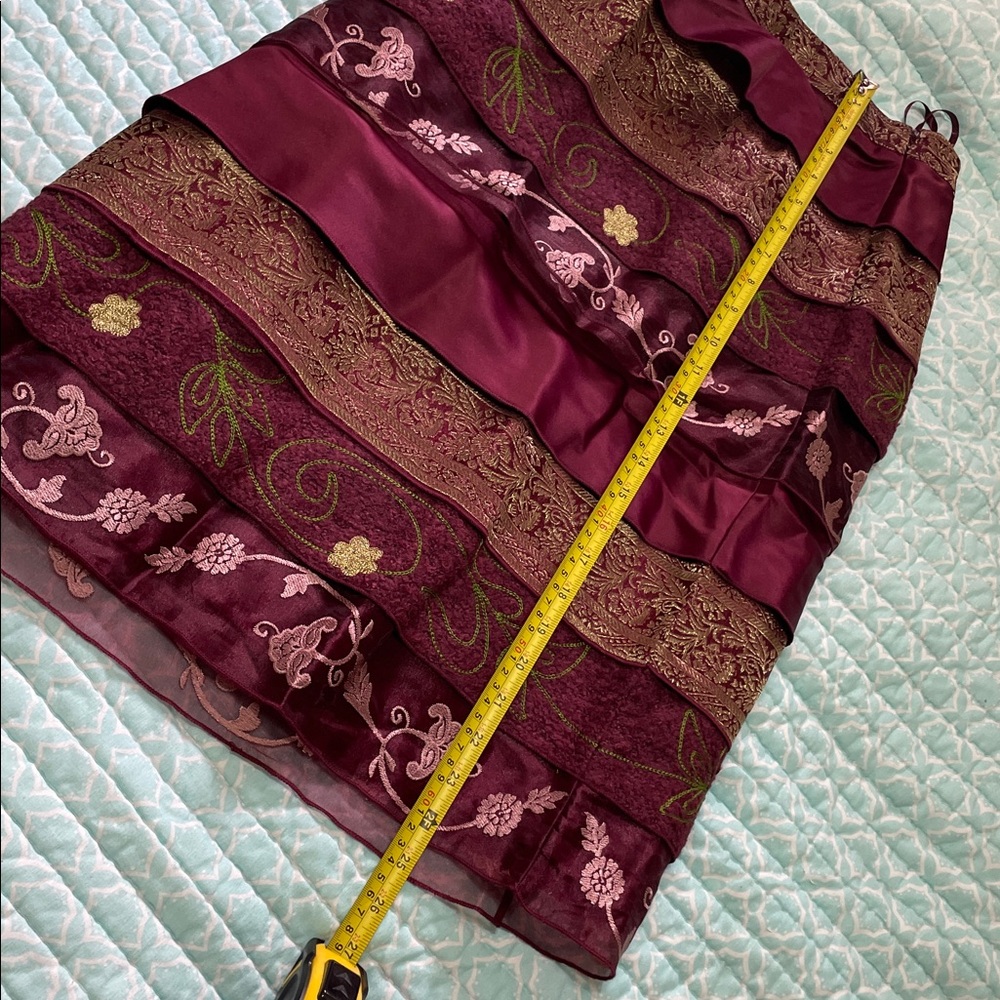 brocade, embroidered and satin and sheer tiered skirt - Picture 9 of 9